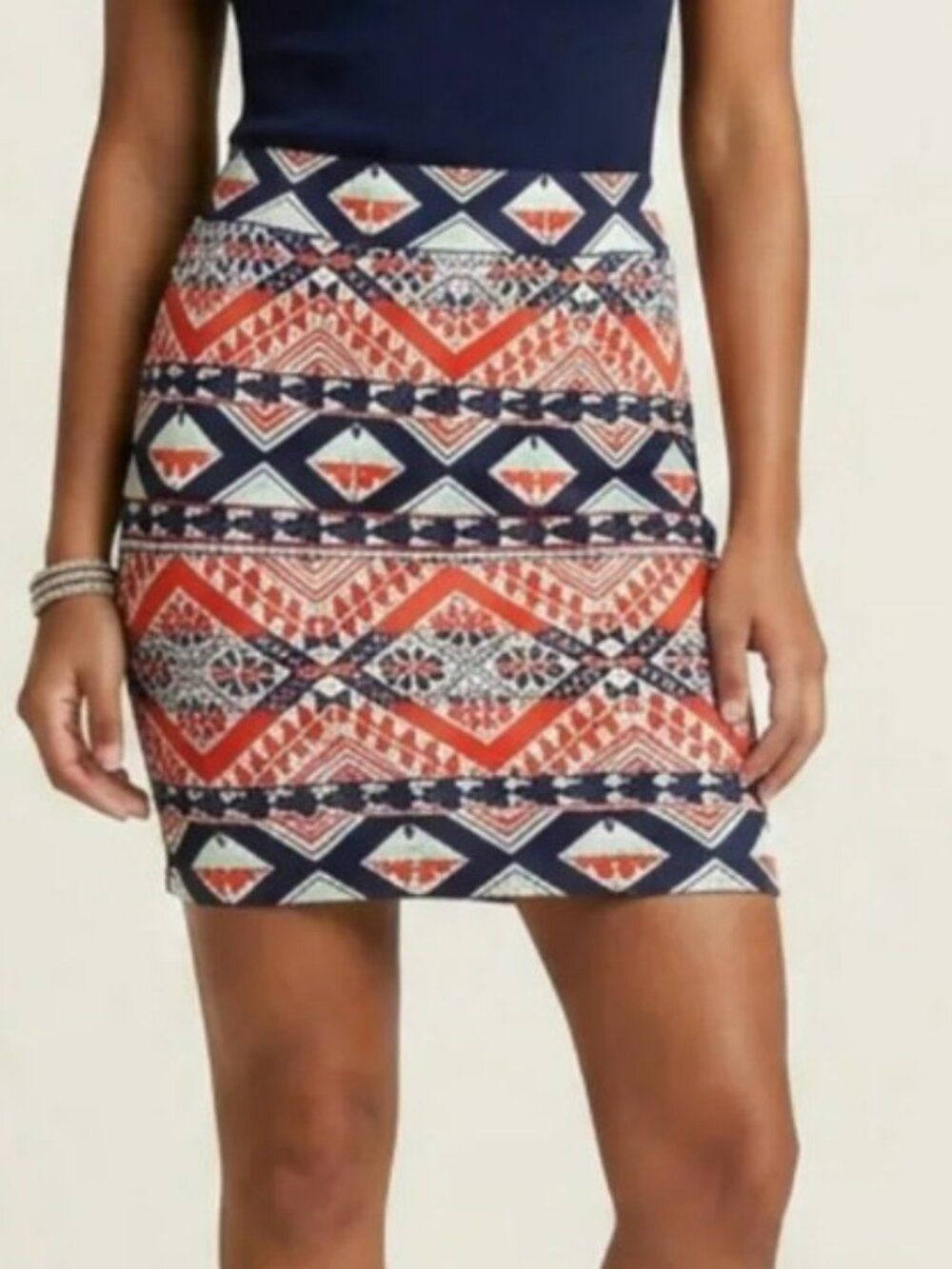 BCBG MaxAzria Starr Peruvian Patchwork Jacquard Pencil Skirt Size S
